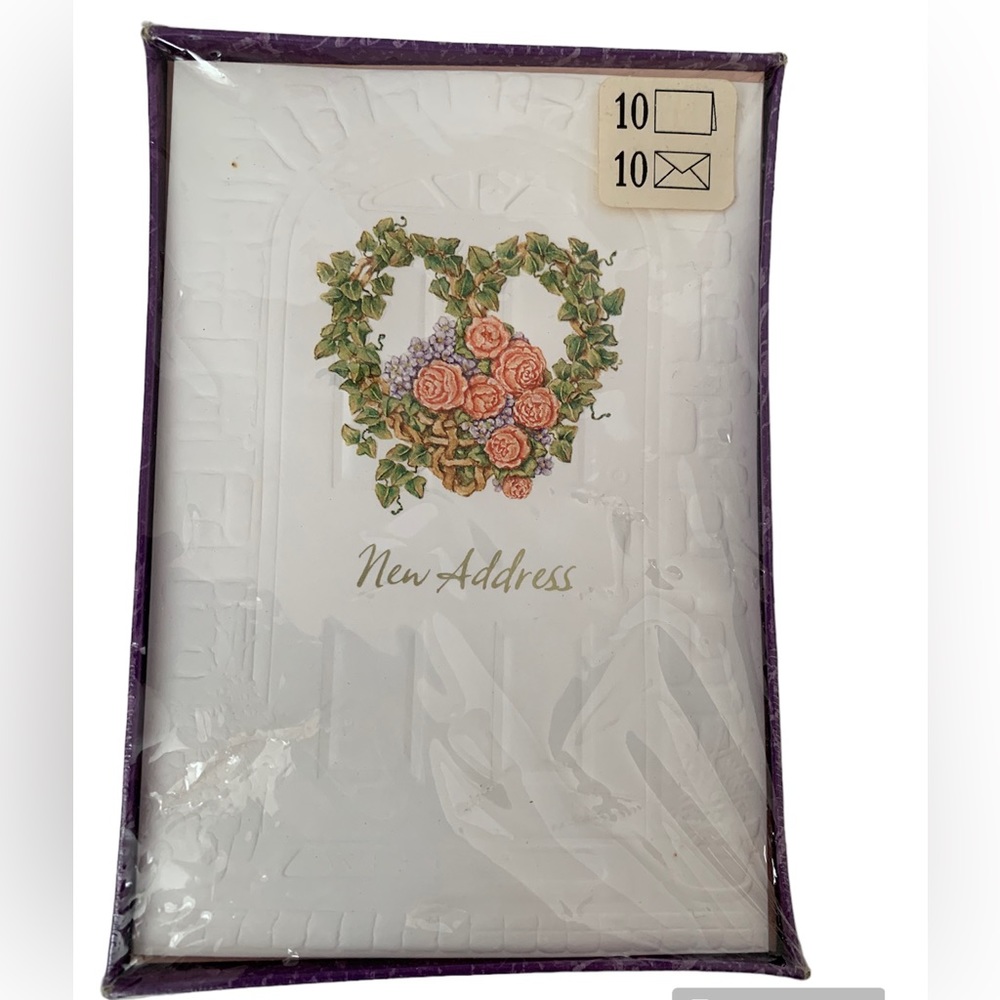 Vintage NWT 10 New Address Hallmark Announcements Cards Moved Sealed White Set